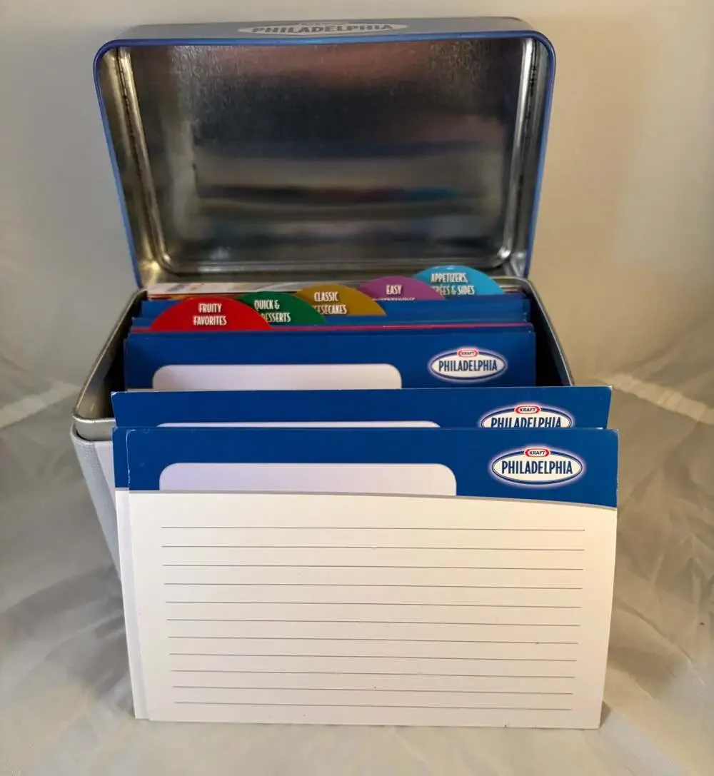 Kraft Philadelphia Cream Cheese Recipe Collection Tin with Recipe Cards